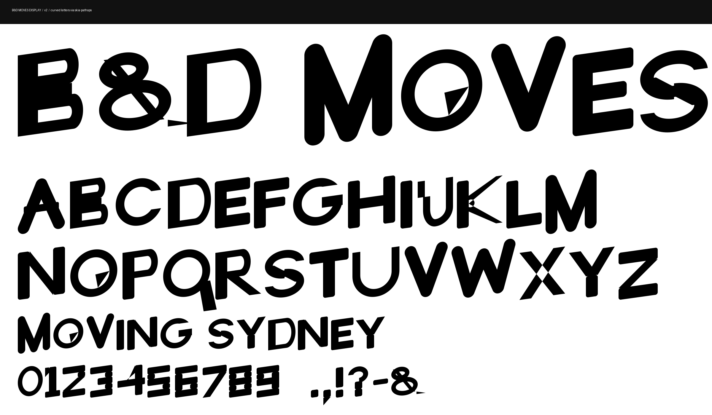 B&D Moves Display, full alphabet specimen sheet